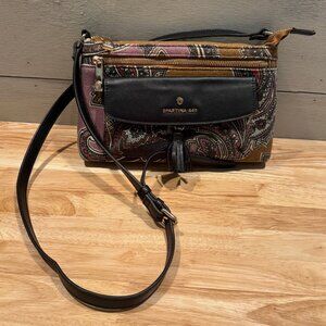 Spartina 449 Hipster Crossbody bag, Natural Linen and Genuine leather Paisley